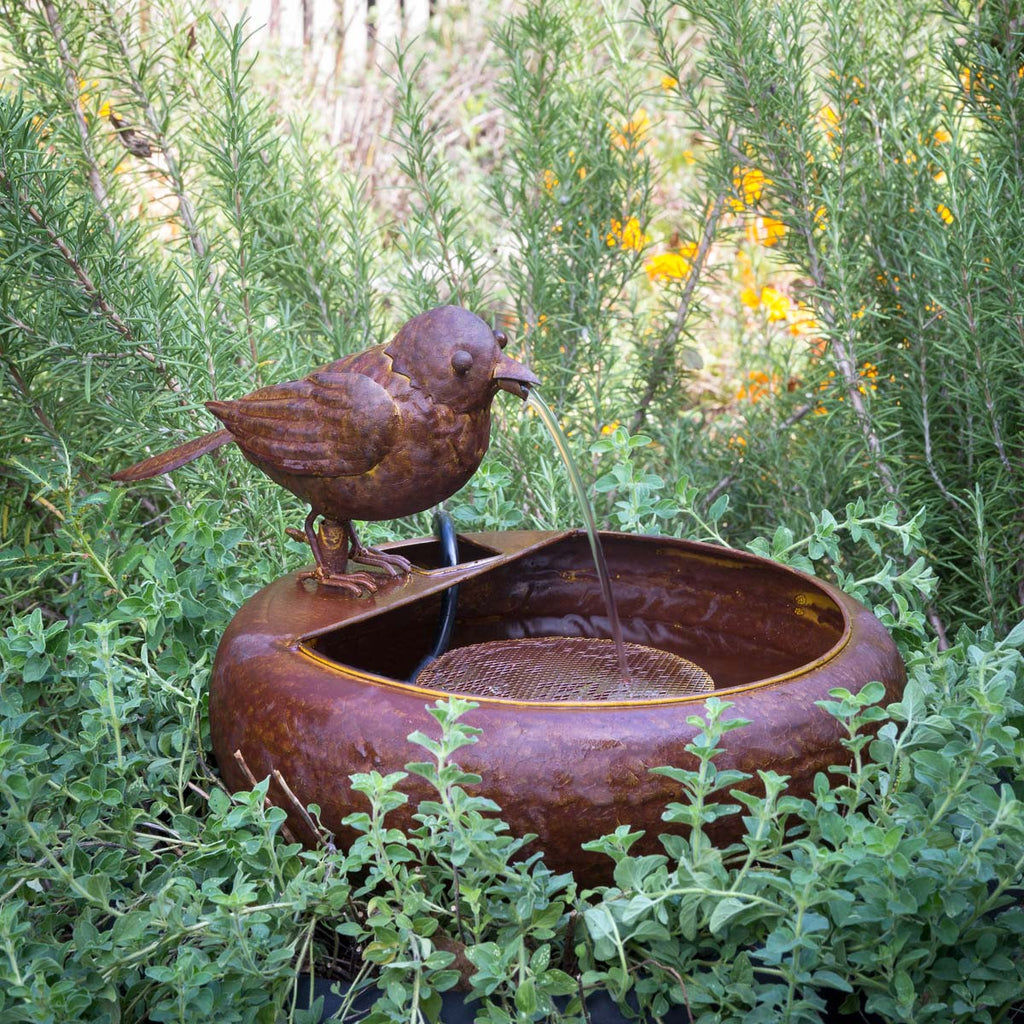 Folk Art Little Bird Fountain - The Hive Experience