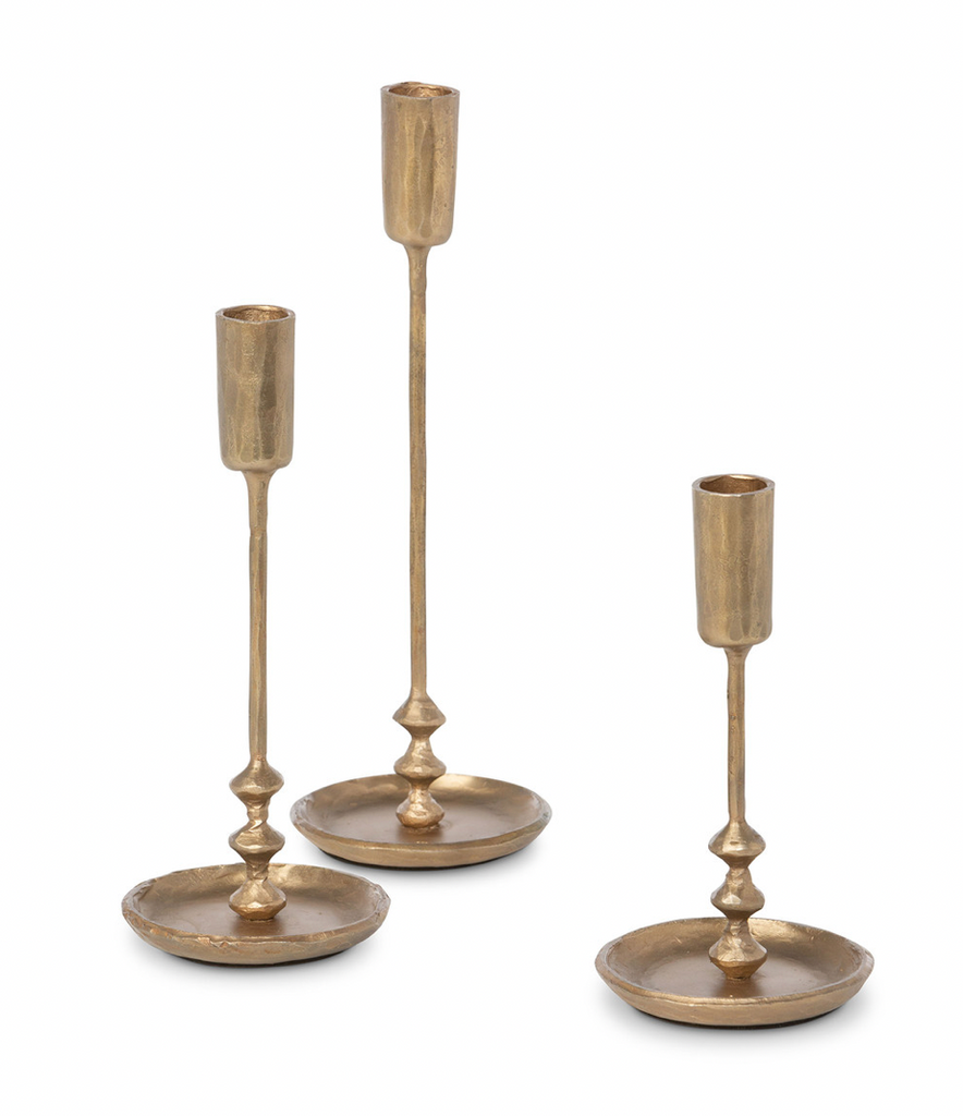 Antique Gold Taper Candle Holders, S/3 - The Hive Experience