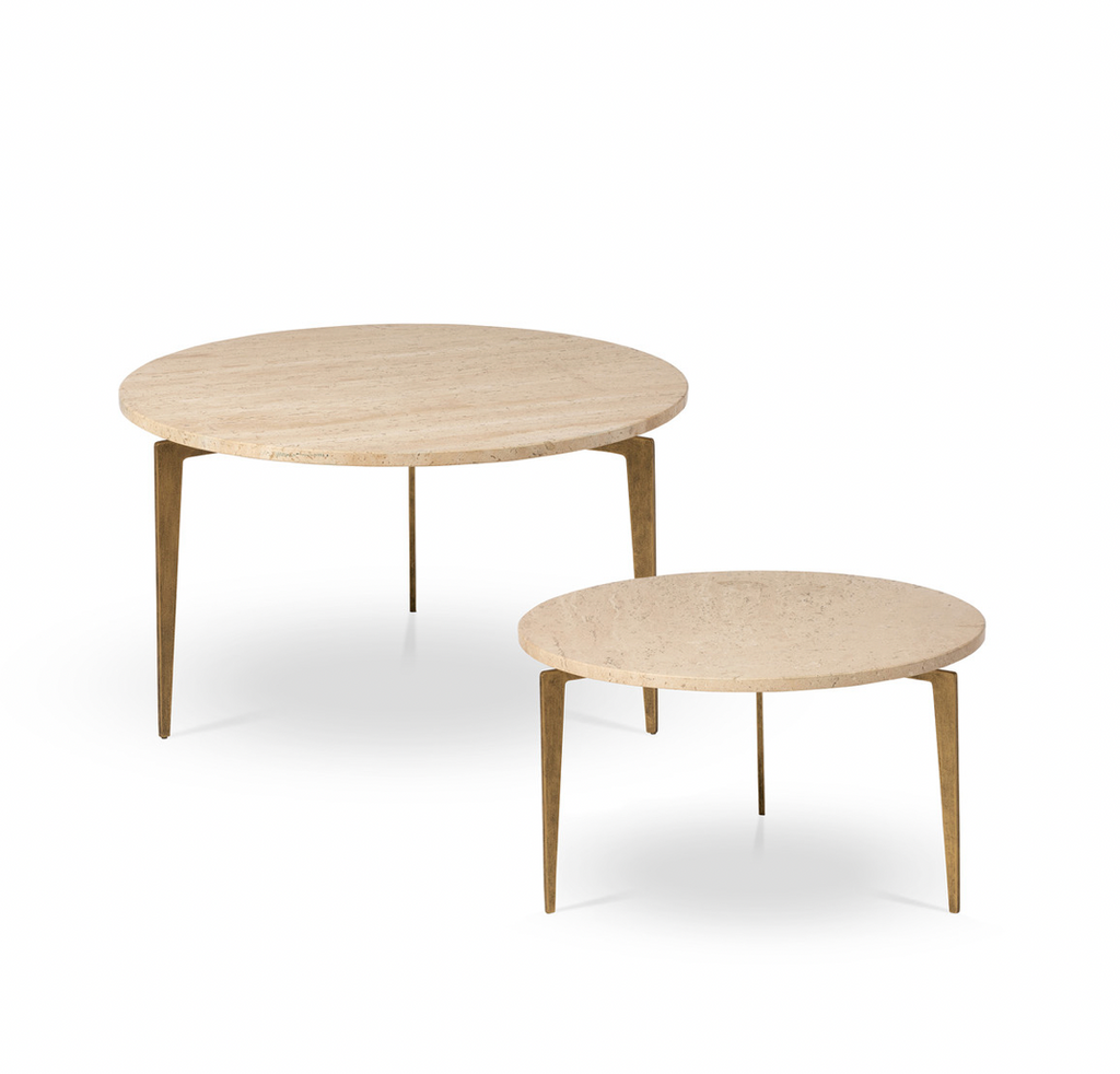 Nero Round Travertine Nesting Cocktail Tables - The Hive Experience