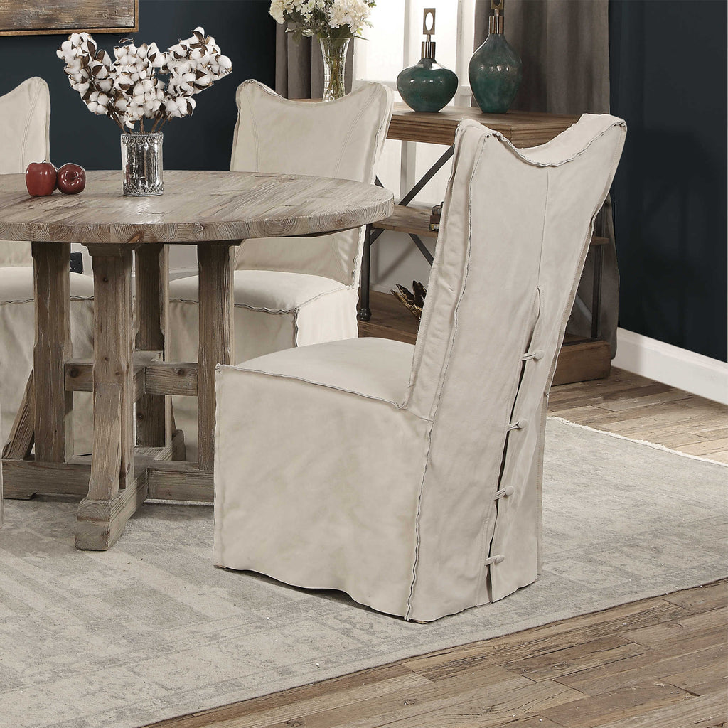Delroy Armless Chair, Stone Ivory - Set of 2 - The Hive Experience