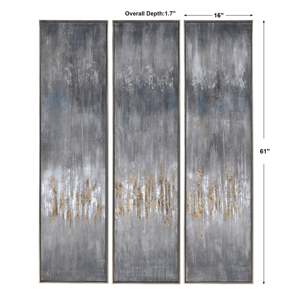 Gray Showers Painted Canvas - Set of 3 - The Hive Experience