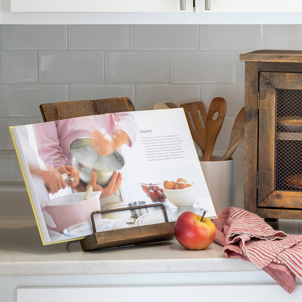 Aged Wooden Cookbook Stand - The Hive Experience