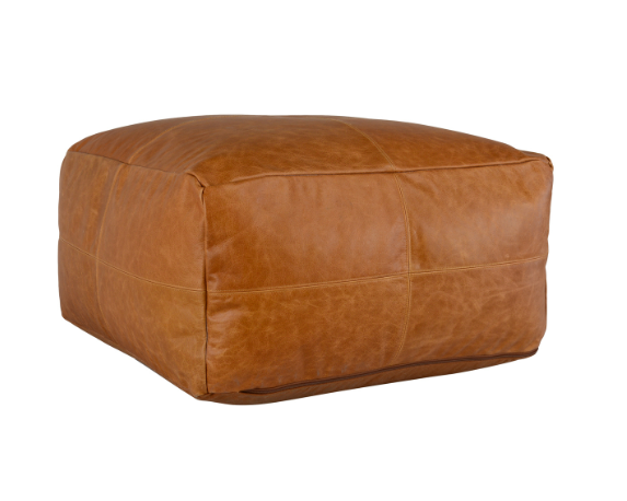 Leather Dumont Chestnut Pouf - The Hive Experience