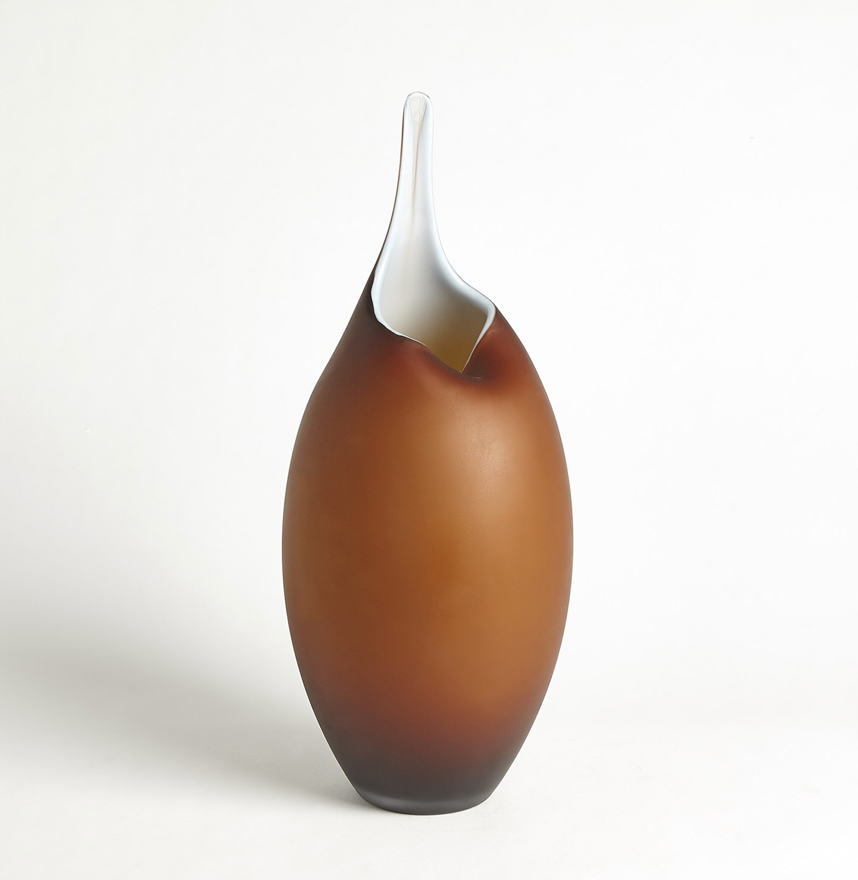 Frosted Amber Vase W/Blue Casing - The Hive Experience