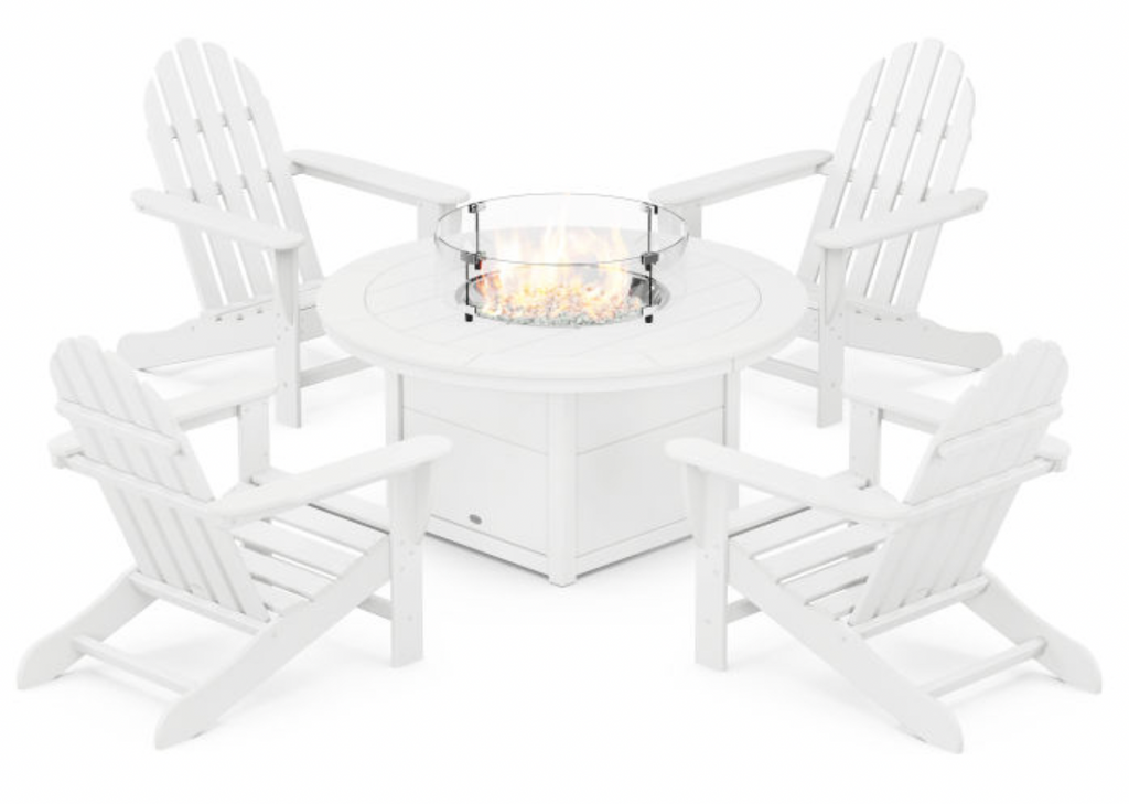 Classic Adirondack 5-Piece Conversation Set with Fire Pit Table - The Hive Experience